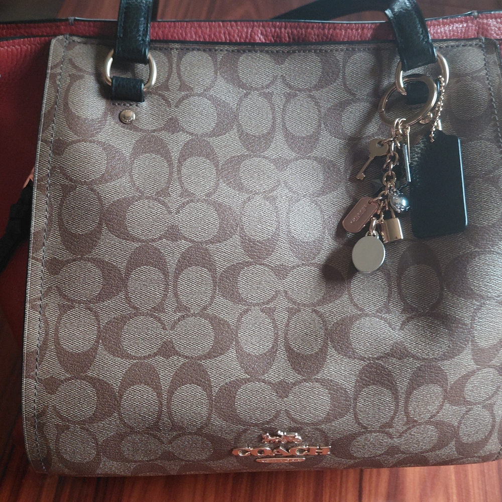 Coach Brown and Black Signature Tote